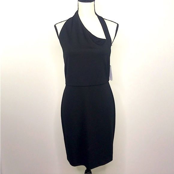 Halston Heritage Dresses & Skirts - EUC Halston Black Halter Cut Out Mini LBD Dress L
